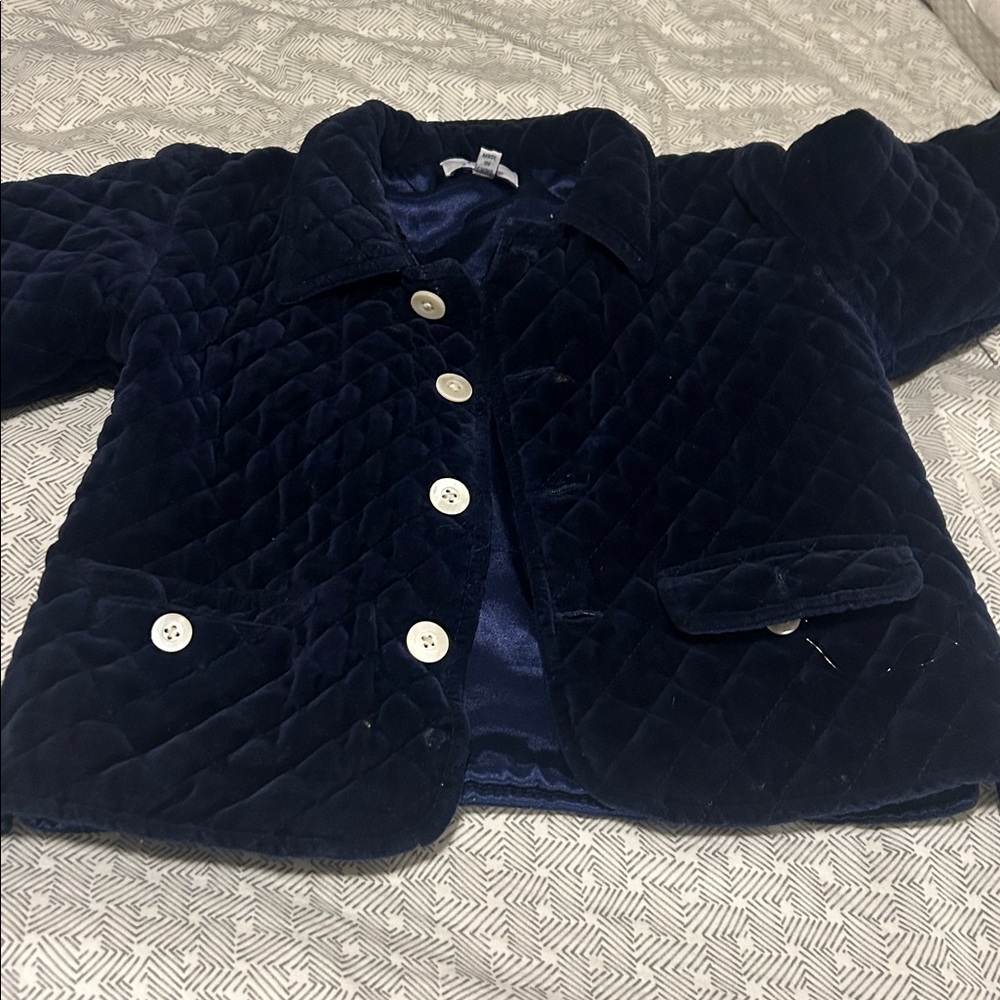 Baby CZ Carolina Zapf Quilted Velvet Jacket - Navy Blue _ 3T